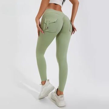 Women's High Waist Yoga Leggings with Back Pockets Butt Lifting Seamless Fit