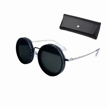Vintage Round Steampunk Sunglasses with Adjustable Light Filter and Leather Case