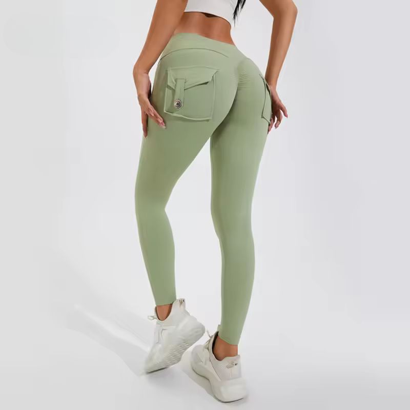 Women's High Waist Yoga Leggings with Back Pockets Butt Lifting Seamless Fit