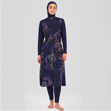 Modest Full Coverage Burkini Swimsuit Set Hijab Top Pants
