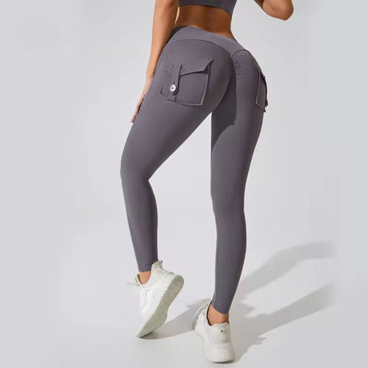 Women's High Waist Yoga Leggings with Back Pockets Butt Lifting Seamless Fit