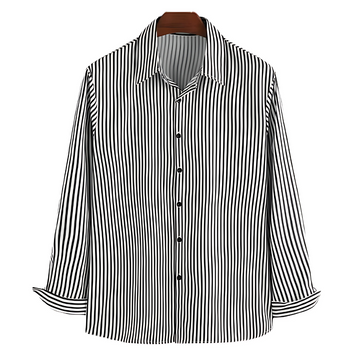 Casual Contrast Collar Shirt – Striped Refinement