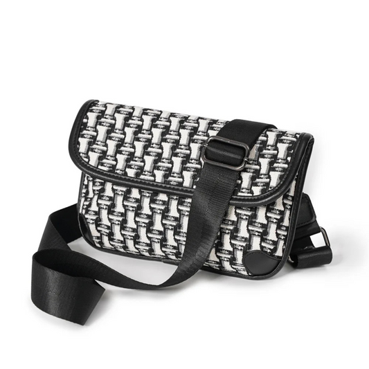 Jacquard Canvas Men Crossbody Messenger Bag Flap Shoulder