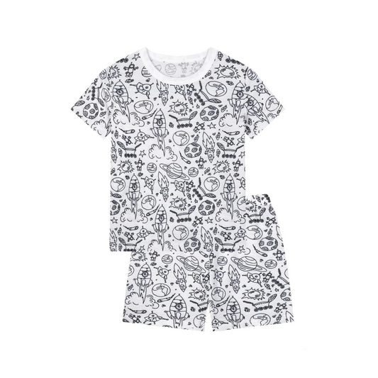Kids DIY Color Your Own Pajama Set Short Sleeve and Shorts