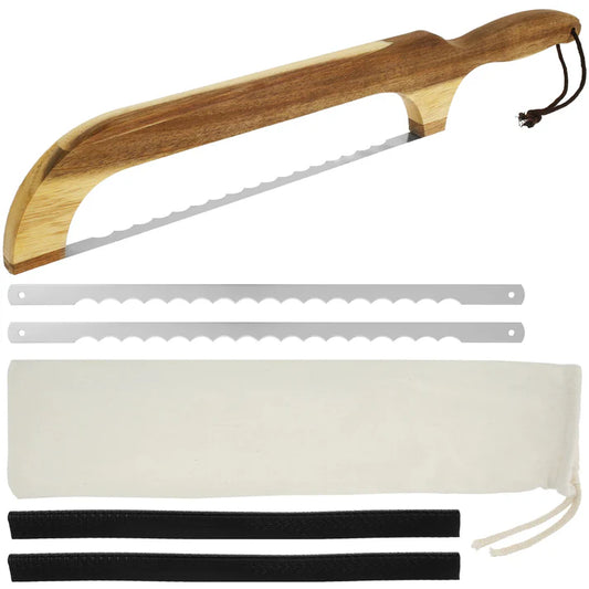 Wooden Bow Bread Cutter | Serrated Slicer for Sourdough